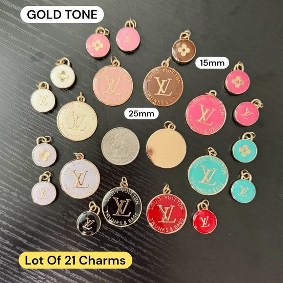 NEW STYLE - Lot Of 21 Louis Vuitton Assorted Designer Zipper Pull Button Charms - Picture 1 of 1